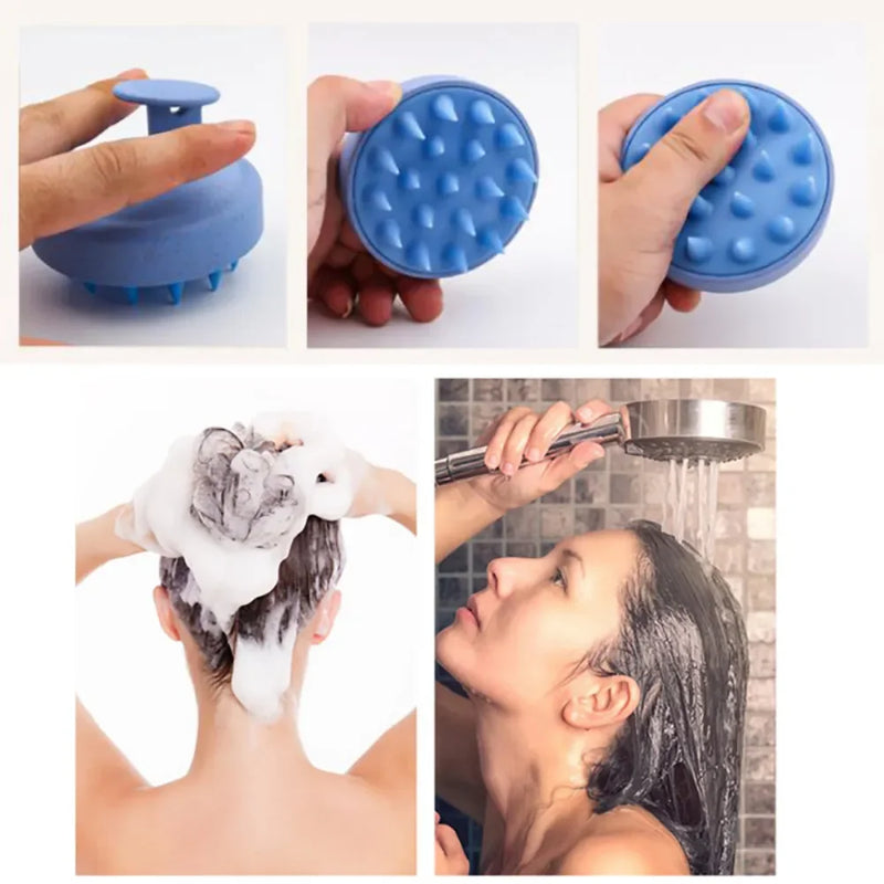 Escova de silicone para couro cabeludo - Shampoo e produtos